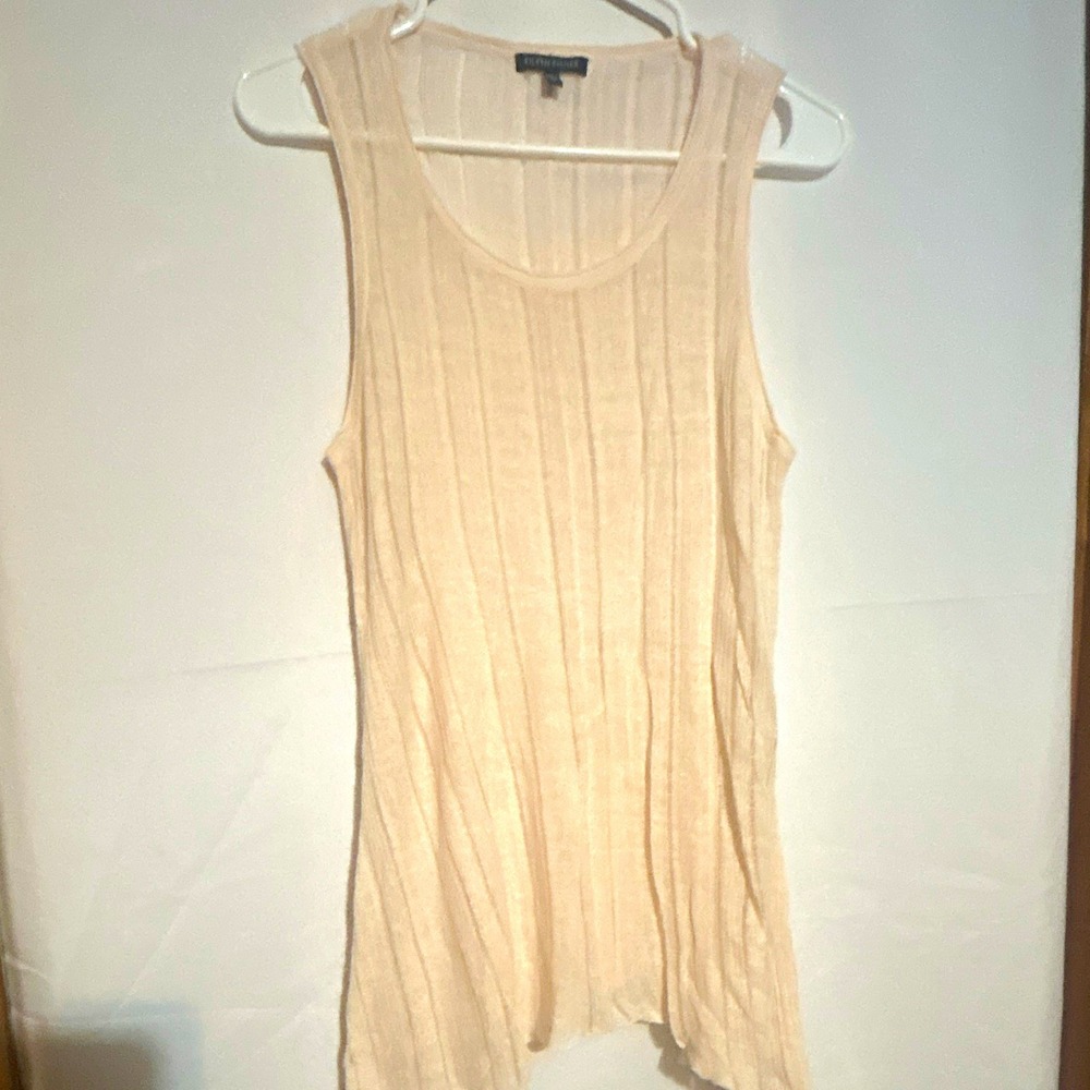 Eileen Fisher Light Pink Ribbed Knit Scoop Neck Sleeveless Tank Top Women's S